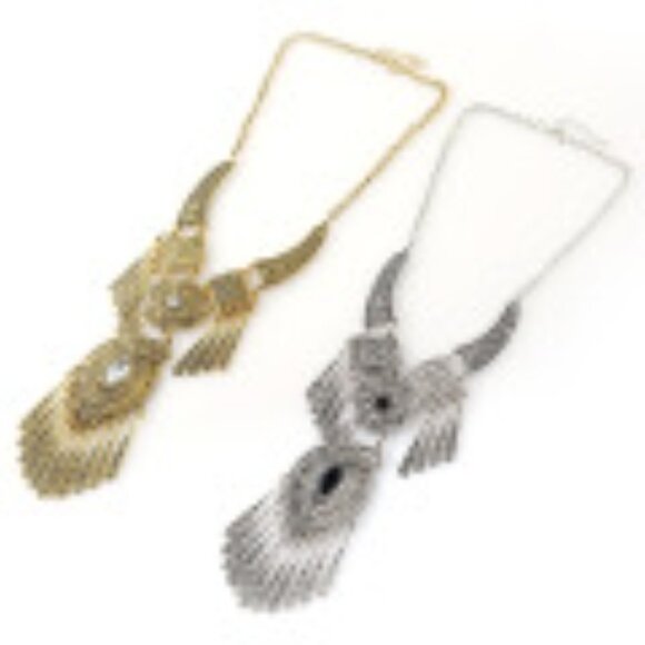 #034 Vintage Simple Horse Eye With Diamond Tassel Necklace - Picture 3 of 3